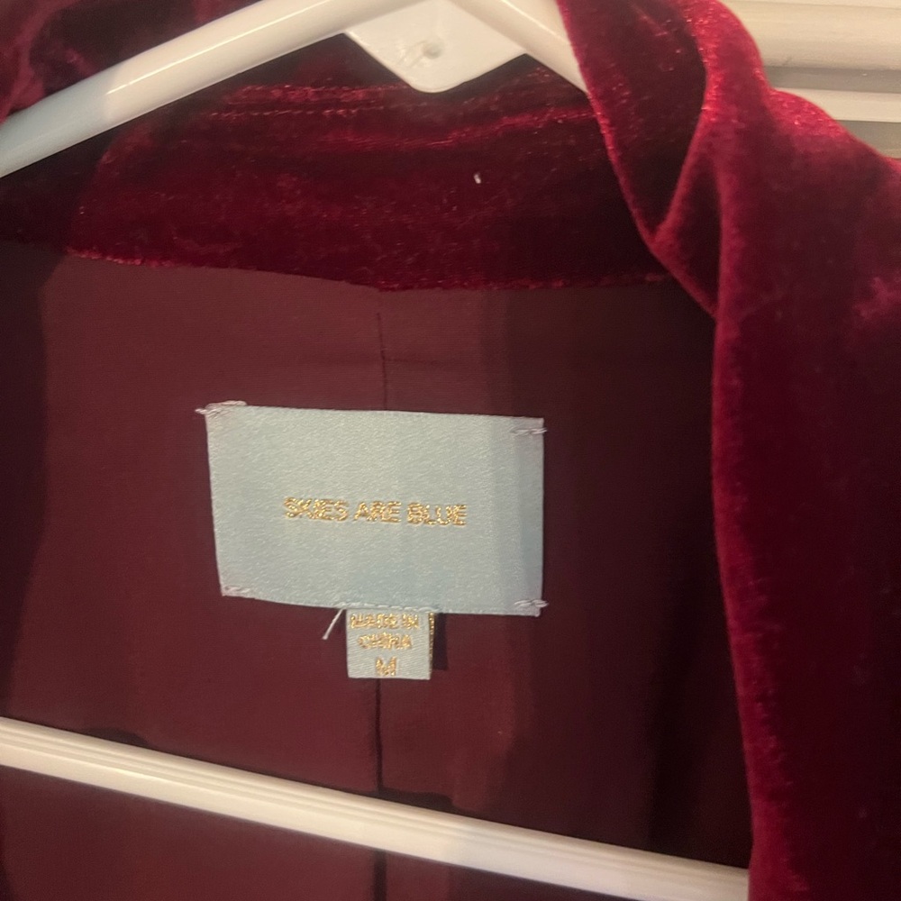 Skies Are Blue Velvet Blazer - Deep Red